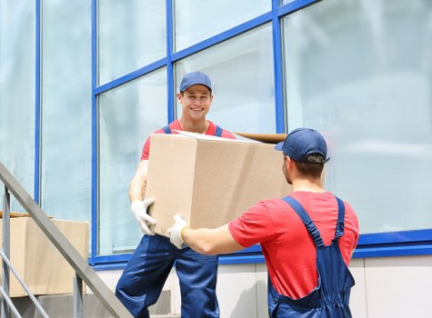 Commercial removals team moving office items on short notice